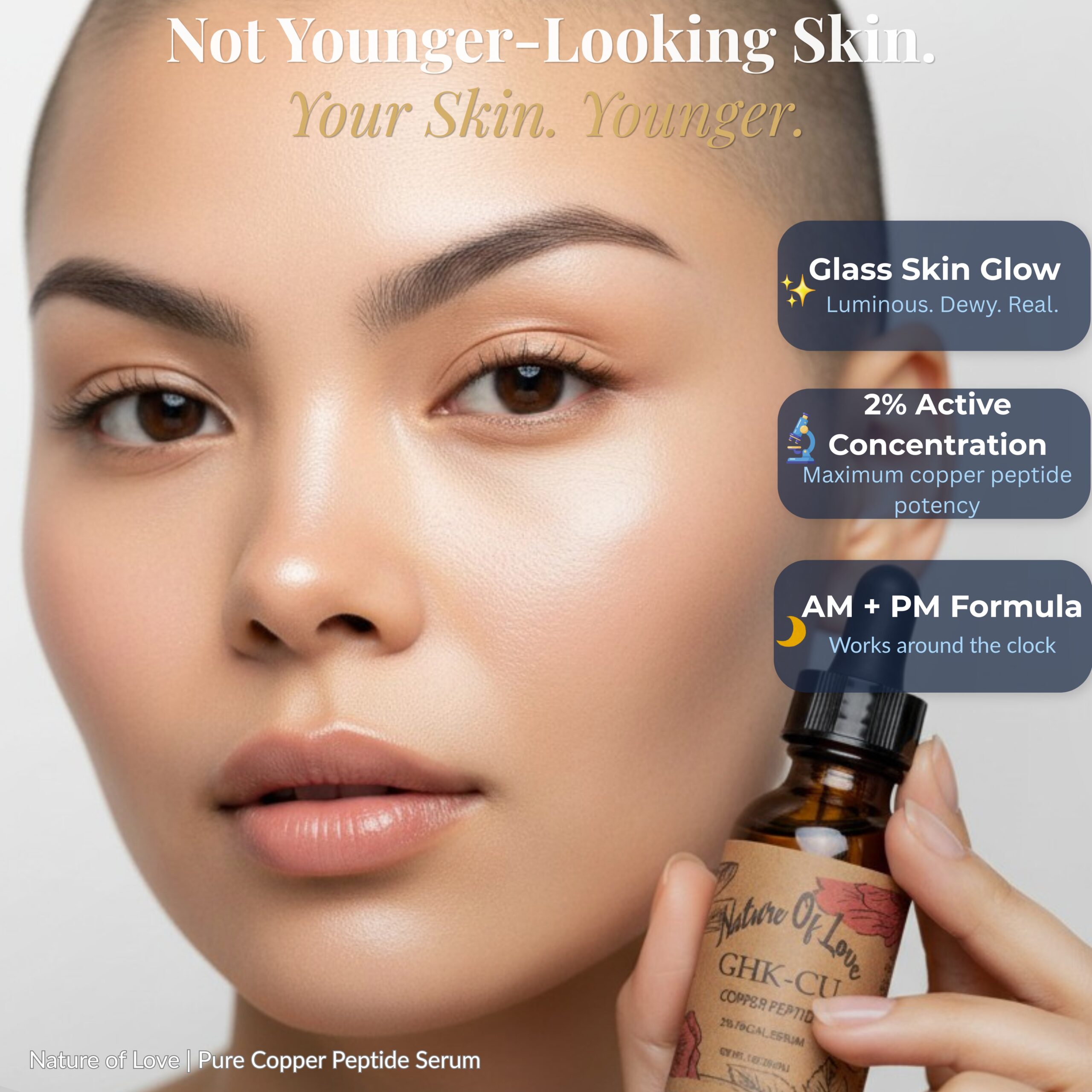 Copper Peptide Serum for Face | 2% GHK-Cu + Hyaluronic Acid | Anti-Aging Serum for Visibly Firmer & Smoother Skin | Deeply Hydrating Fine Line Serum | 1 fl oz / 30ml - Image 2
